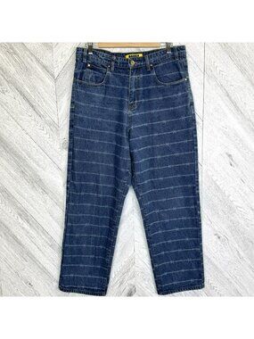 Butter Baggy Very Baggy Jeans Mens 32x28 Blue Wide Leg Denim Skate Barbed Wire